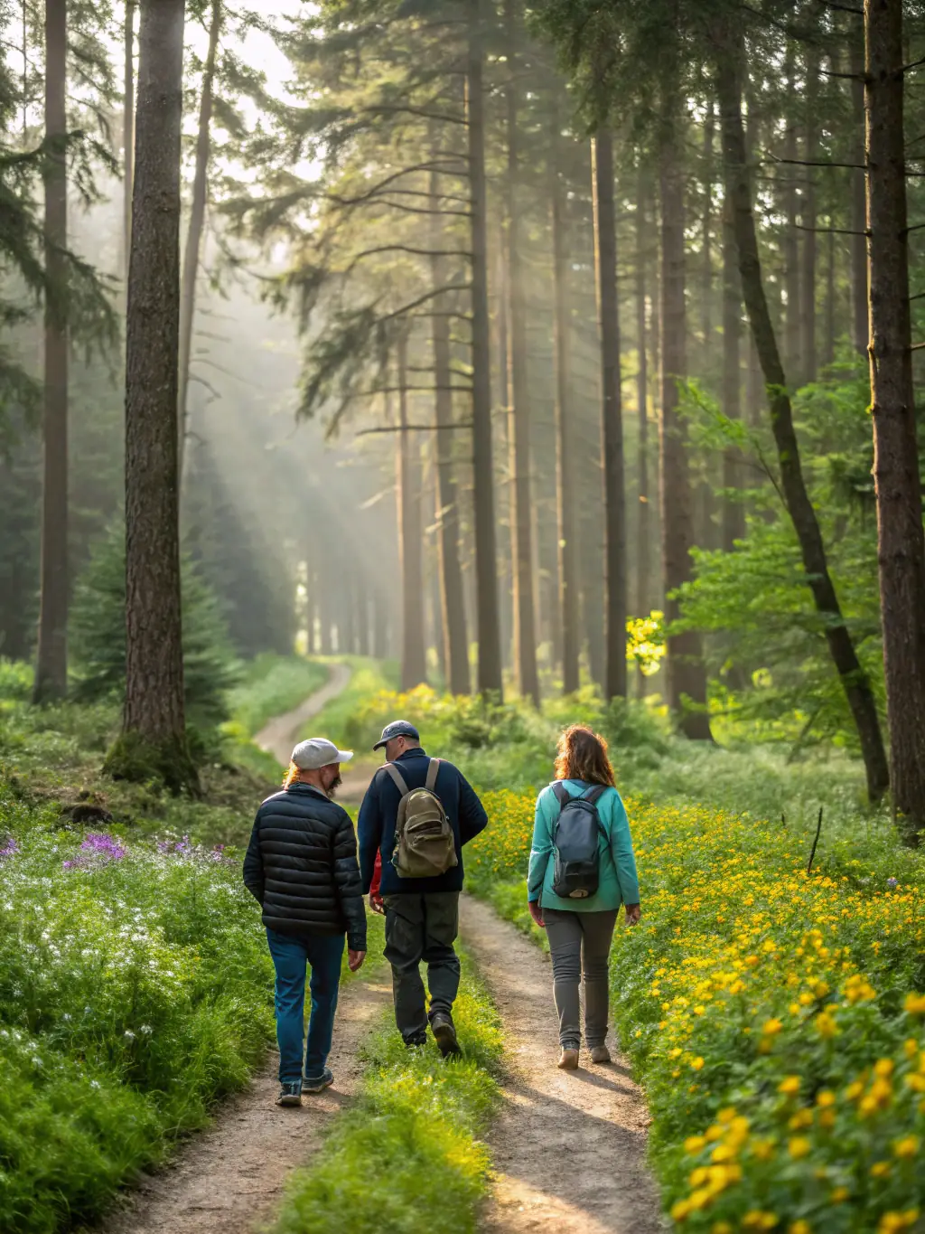 A scenic view of a guided nature walk through a protected natural site in the Bourbonnais region, highlighting the organization's focus on preserving natural landscapes.